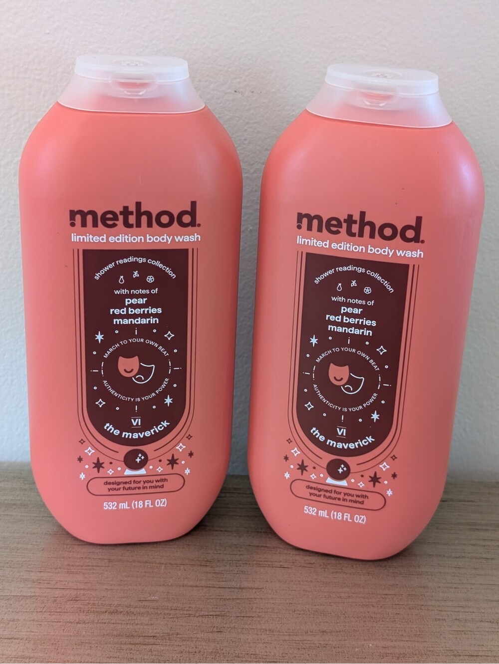 NEW Method Pear Red Berries Mandarin Body Wash Limited Edition 18 oz Lot Of 2